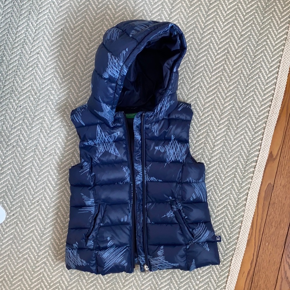 Benetton - Girls Navy star print vest - 4-5y